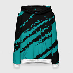 Толстовка-худи женская The color is black and light blue, цвет: 3D-белый
