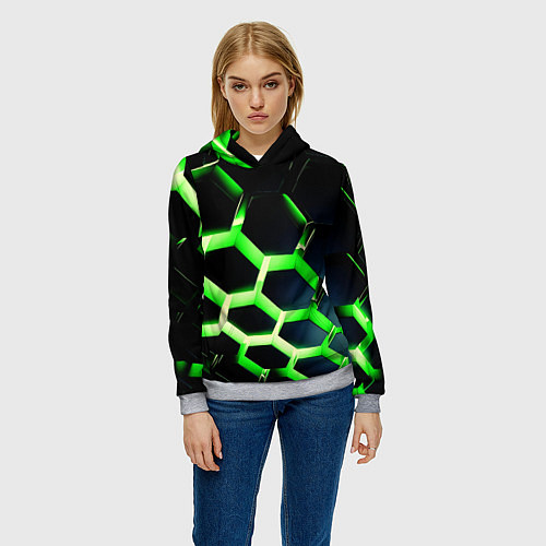 Женская толстовка Neon Honeycombs / 3D-Меланж – фото 3
