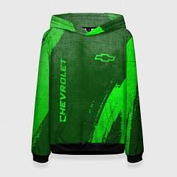 Толстовка-худи женская Chevrolet - green gradient вертикально, цвет: 3D-черный