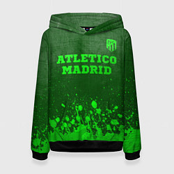 Толстовка-худи женская Atletico Madrid - green gradient посередине, цвет: 3D-черный