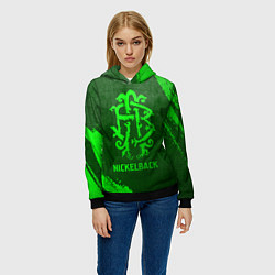 Толстовка-худи женская Nickelback - green gradient, цвет: 3D-черный — фото 2
