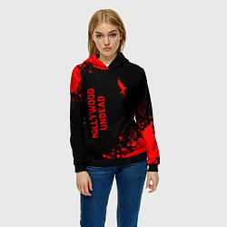Толстовка-худи женская Hollywood Undead - red gradient вертикально, цвет: 3D-черный — фото 2