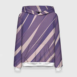 Толстовка-худи женская Фиолетовый абстрактные полосы, цвет: 3D-белый
