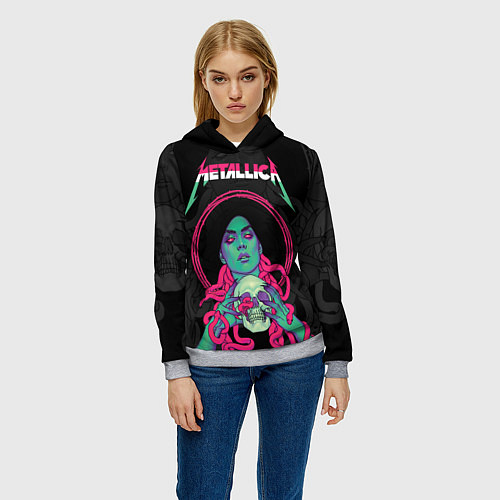Женская толстовка Metallica - witch with the skull / 3D-Меланж – фото 3