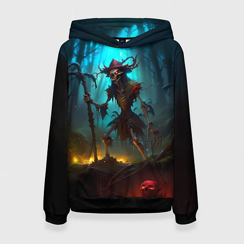 Женская толстовка Скелет в мрачном лесу / 3D-Черный – фото 1