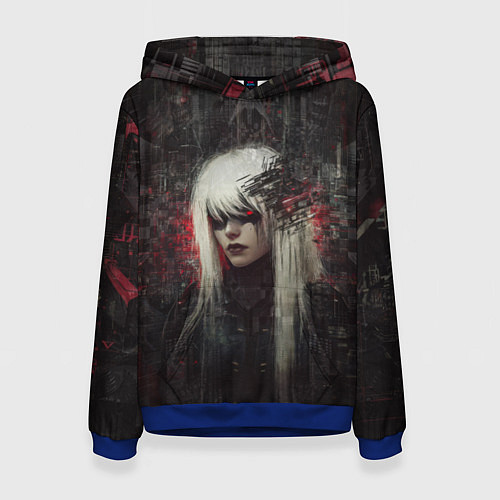 Женская толстовка Беловолосая девушка-киборг / 3D-Синий – фото 1