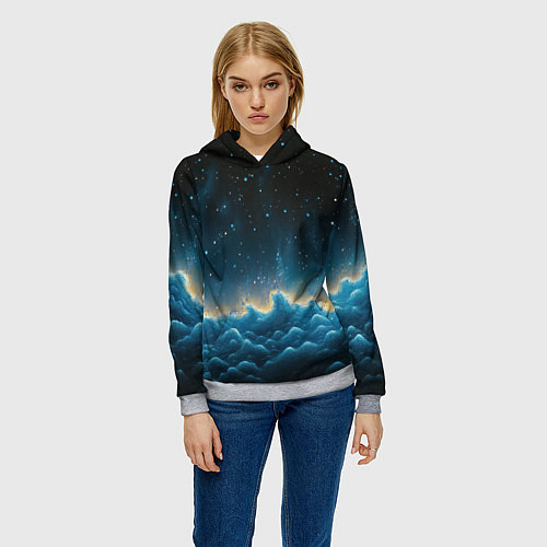 Женская толстовка Облака и черное небо текстура / 3D-Меланж – фото 3