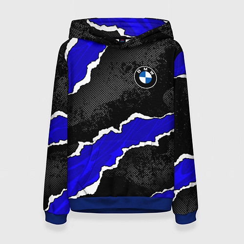 Женская толстовка BMW - синие разрывы / 3D-Синий – фото 1