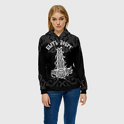 Толстовка-худи женская Молот Мьёльнир - быть добру, цвет: 3D-черный — фото 2