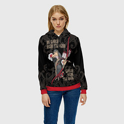 Толстовка-худи женская Не бойся если ты один - бойся если ты ноль, цвет: 3D-красный — фото 2