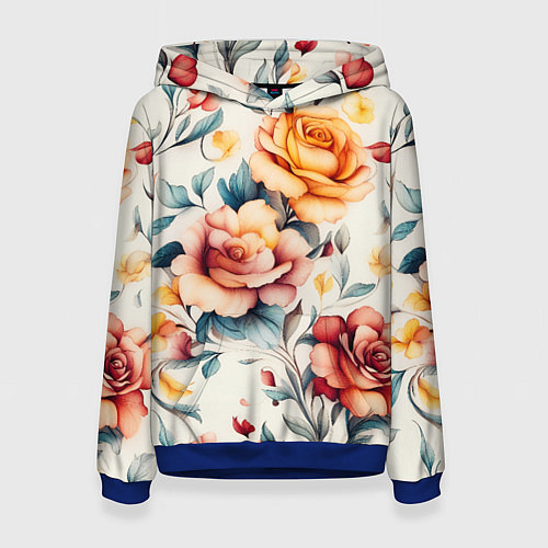 Женская толстовка Паттерн с переплетением цветов / 3D-Синий – фото 1