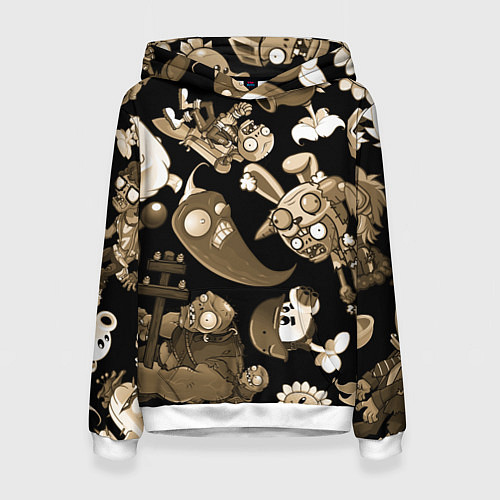 Женская толстовка Растения против зомби в бежевом цвете / 3D-Белый – фото 1