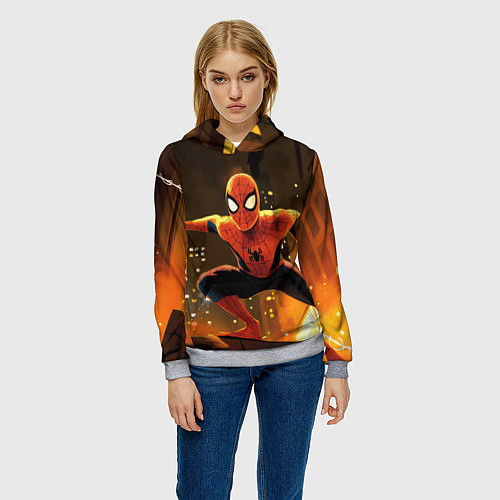 Женская толстовка Человек-паук пускает паутину / 3D-Меланж – фото 3