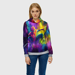 Толстовка-худи женская Человек - паук радужные краски, цвет: 3D-меланж — фото 2