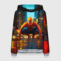 Толстовка-худи женская Человек паук на старте, цвет: 3D-меланж