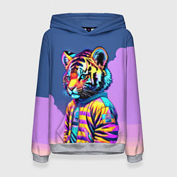 Толстовка-худи женская Cool tiger cub - pop art, цвет: 3D-меланж