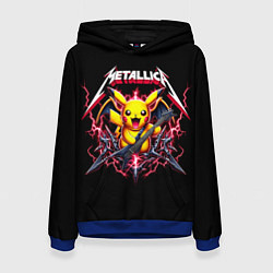 Толстовка-худи женская Metallica - cool Pikachu, цвет: 3D-синий