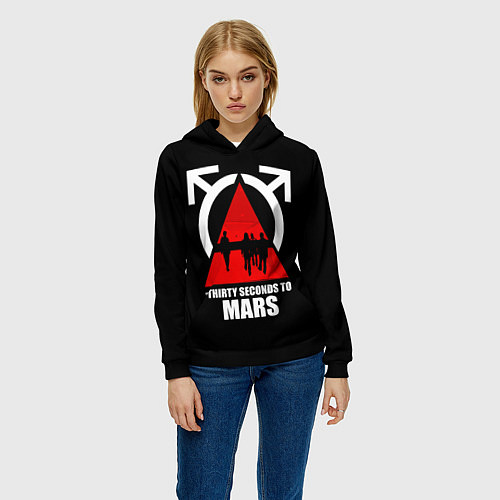 Женская толстовка 30 Seconds to Mars - poster / 3D-Черный – фото 3