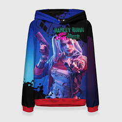 Толстовка-худи женская Харли и Джокер love, цвет: 3D-красный