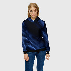Толстовка-худи женская Тёмный синий абстракция дымчатый, цвет: 3D-черный — фото 2