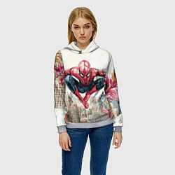Толстовка-худи женская Человек паук паркур, цвет: 3D-меланж — фото 2