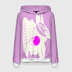 Толстовка-худи женская Вишневый коллаж, цвет: 3D-белый