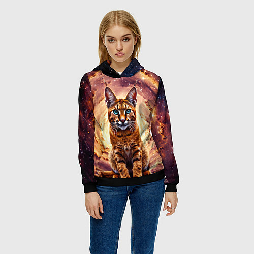 Женская толстовка Каракет в космосе / 3D-Черный – фото 3