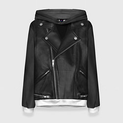 Толстовка-худи женская Кожаная куртка косуха, цвет: 3D-белый