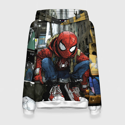 Женская толстовка Человек-паук в больших кедах / 3D-Белый – фото 1