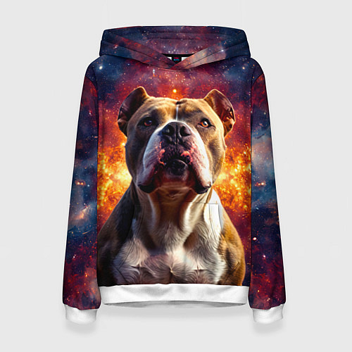 Женская толстовка Американский булль в космосе / 3D-Белый – фото 1