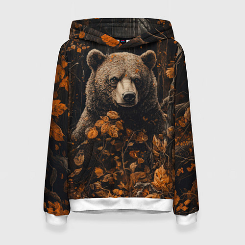 Женская толстовка Медведь в лесной чаще / 3D-Белый – фото 1