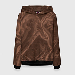 Толстовка-худи женская Коричневый абстракция в точку, цвет: 3D-черный
