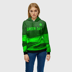 Толстовка-худи женская Green Day - green gradient посередине, цвет: 3D-черный — фото 2