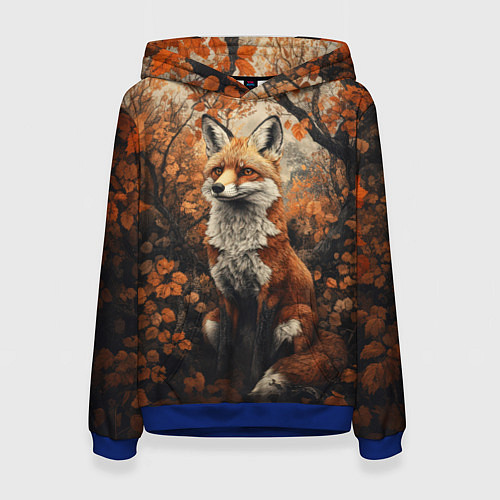 Женская толстовка Лис в лесной чаще / 3D-Синий – фото 1