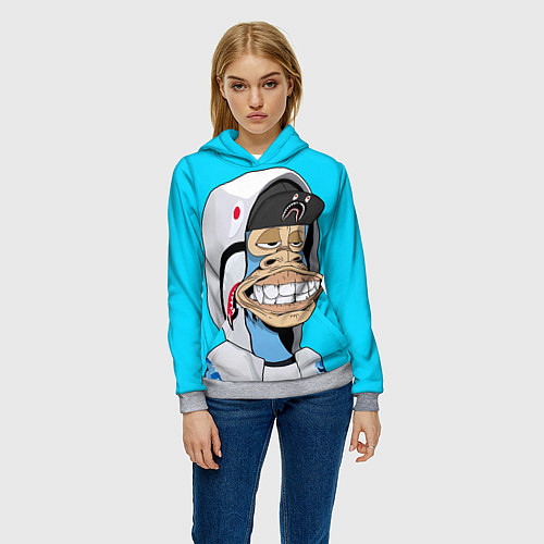 Женская толстовка NFT ape in the hood / 3D-Меланж – фото 3