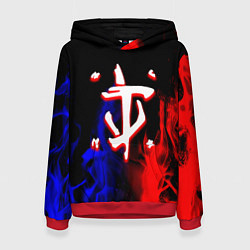 Толстовка-худи женская Doom flame neon, цвет: 3D-красный