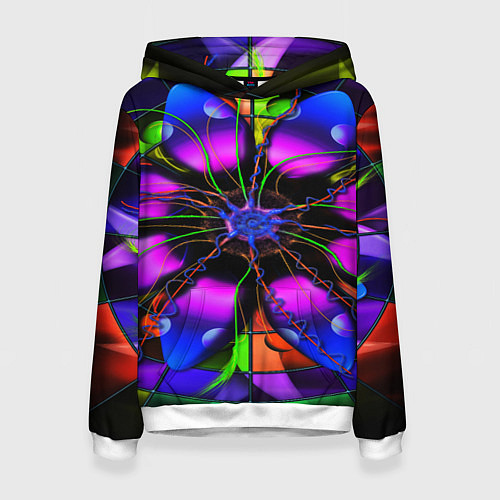 Женская толстовка Неоновая психоделика лепестки / 3D-Белый – фото 1