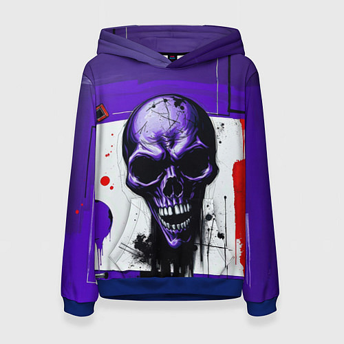 Женская толстовка Пурпурный зловещий череп / 3D-Синий – фото 1