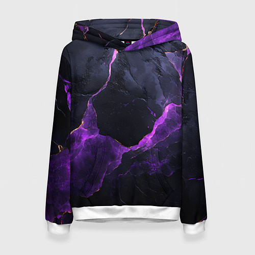 Женская толстовка Фиолетово-черная объемная текстура / 3D-Белый – фото 1