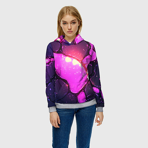 Женская толстовка Розовая текстура разлом плит / 3D-Меланж – фото 3