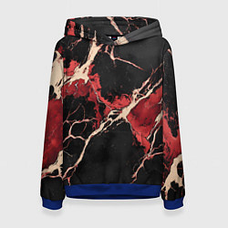 Толстовка-худи женская Красно-черная потертая текстура, цвет: 3D-синий