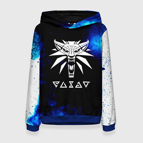 Женская толстовка Ведьмак лого синие краски / 3D-Синий – фото 1