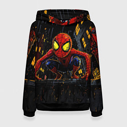 Толстовка-худи женская Маленький человек-паук с желтыми глазами, цвет: 3D-черный