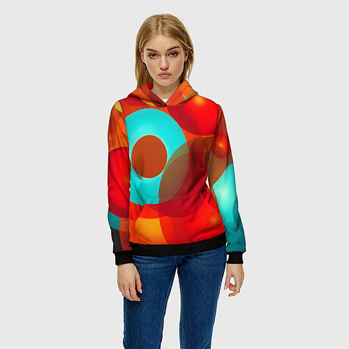 Женская толстовка Оптическая абстракция с кругами / 3D-Черный – фото 3