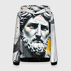 Толстовка-худи женская Античный портрет и краска, цвет: 3D-черный