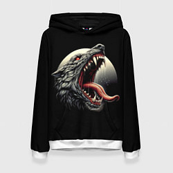 Женская толстовка Волчья морда на фоне луны - нейроарт