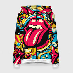 Женская толстовка Rolling Stones logo - pop art pattern