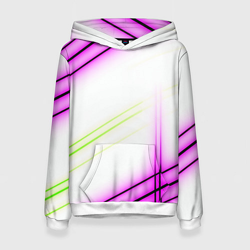 Женская толстовка Green white pink line / 3D-Белый – фото 1