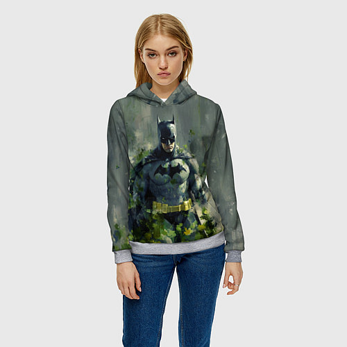 Женская толстовка Бэтмен зеленые краски / 3D-Меланж – фото 3