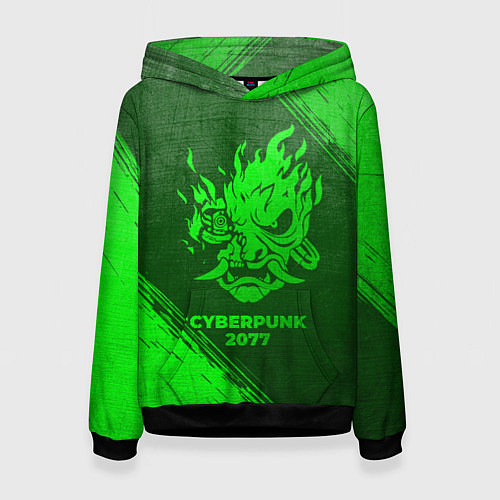 Женская толстовка Cyberpunk 2077 - green gradient / 3D-Черный – фото 1
